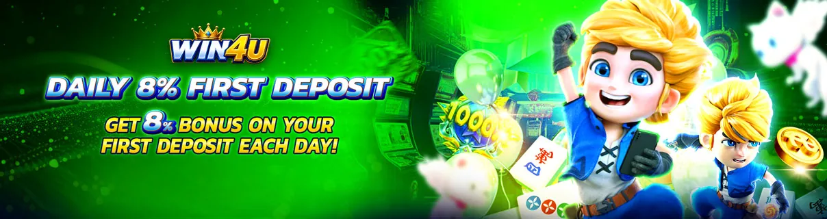 Win4U Daily 8% First Deposit Bonus