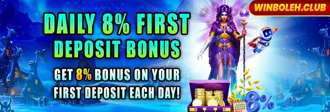 Winboleh Daily 8% First Deposit Bonus